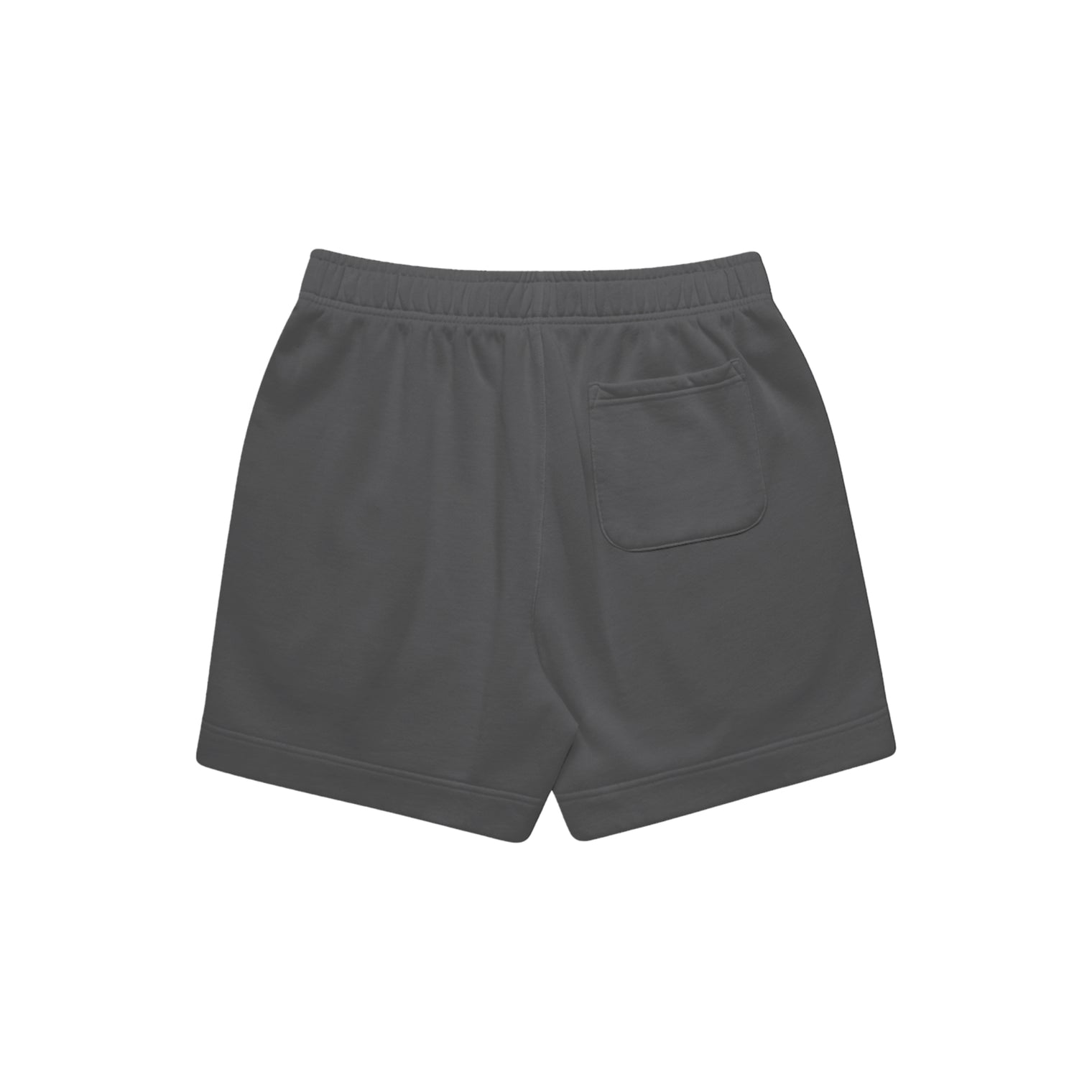 unisex relax faded fleece shorts in faded black with crown embroidery (back)