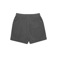 unisex relax faded fleece shorts in faded black with crown embroidery (back)