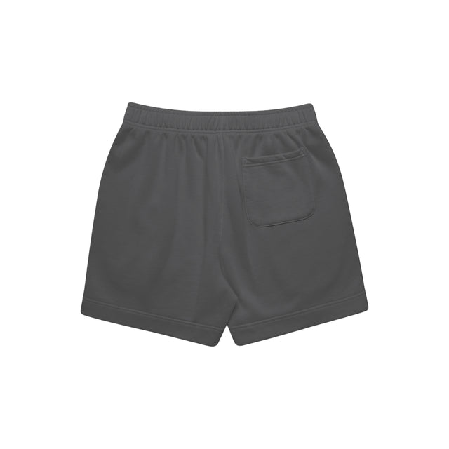 unisex relax faded fleece shorts in faded black with crown embroidery (back)