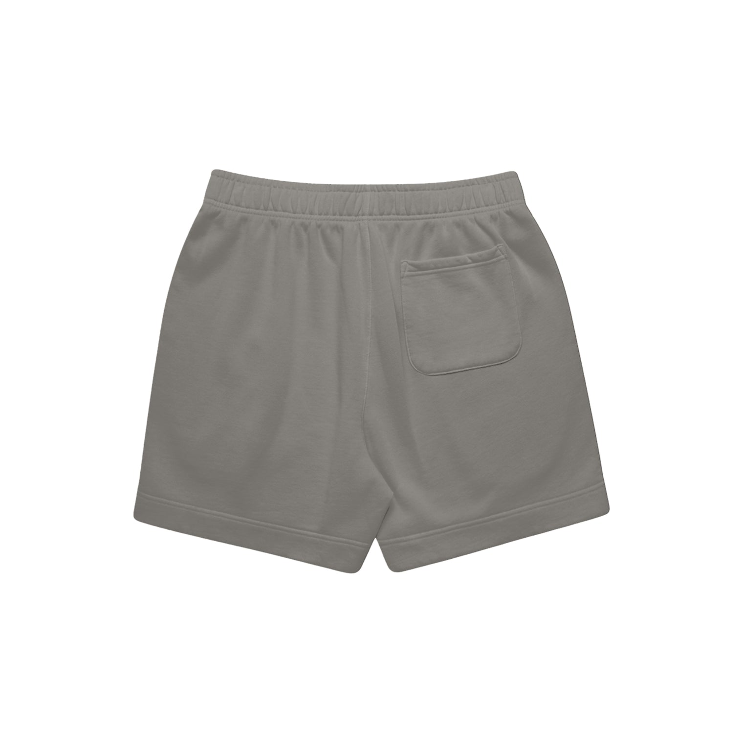 unisex relax faded fleece shorts in faded grey with crown embroidery (back)