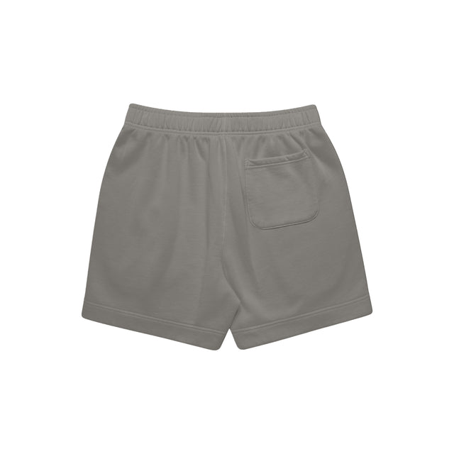 unisex relax faded fleece shorts in faded grey with crown embroidery (back)