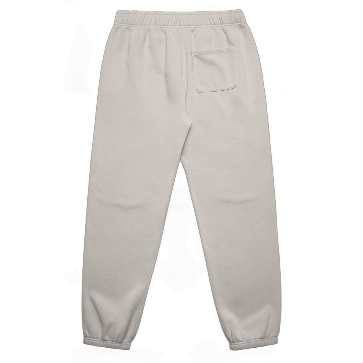 Unisex relax faded track pants in faded bone with crown embroidery – back view
