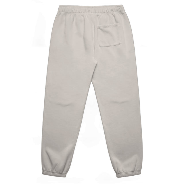 Unisex relax faded track pants in faded bone with crown embroidery – back view