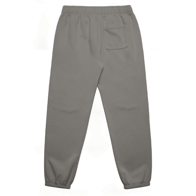 Unisex relax faded track pants in faded grey with crown embroidery – back view