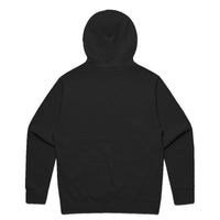Unisex relax zip hood in black with crown embroidery (back)