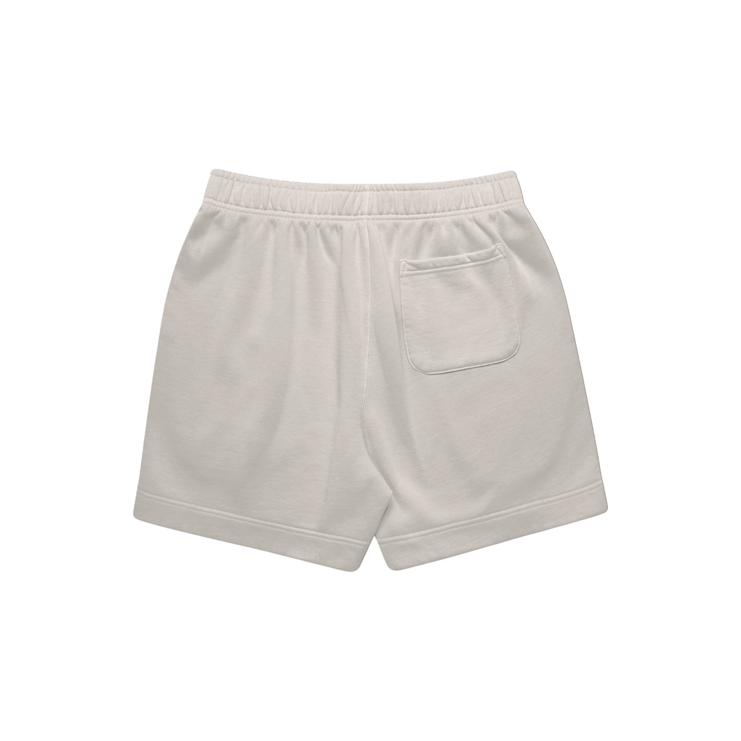 unisex relax faded fleece shorts in faded bone with crown embroidery (back)