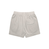 unisex relax faded fleece shorts in faded bone with crown embroidery (back)