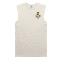Unisex Staple Active Blend Tank in Ecru, front view with Fragffiti™ crown embroidery