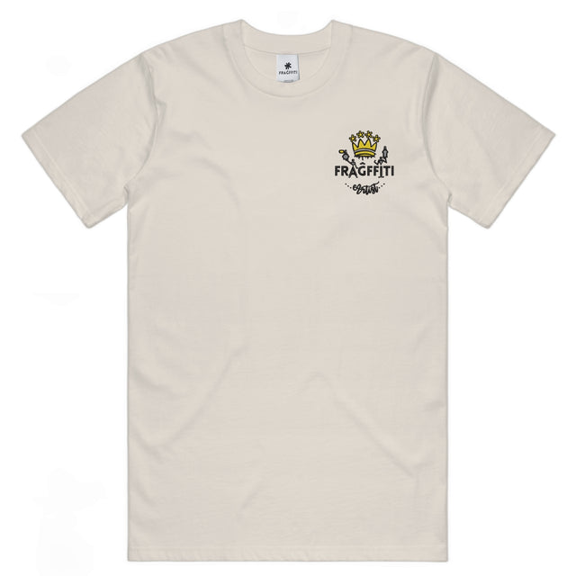 Unisex Classic T-shirt in Ecru with crown embroidery (front view)