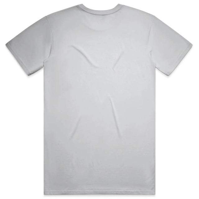 Unisex Classic T-shirt in White Heather with crown embroidery (back view)