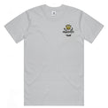 Unisex Classic T-shirt in White Heather with crown embroidery (front view)