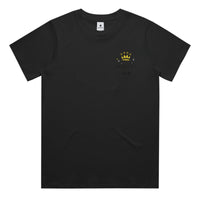 Women’s classic tee in black with crown embroidery (front)