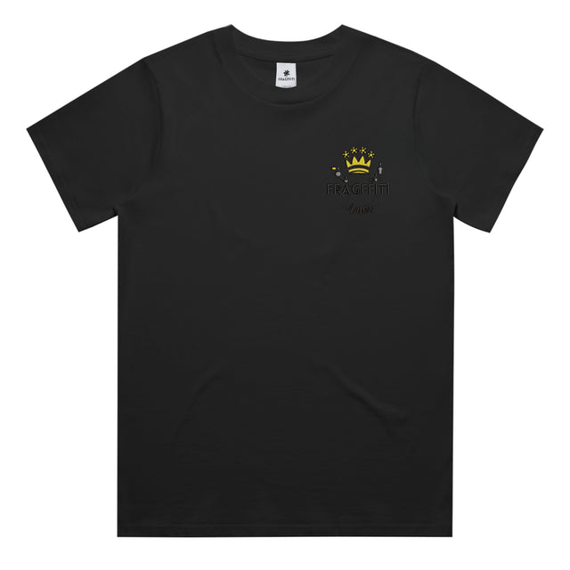 Women’s classic tee in black with crown embroidery (front)