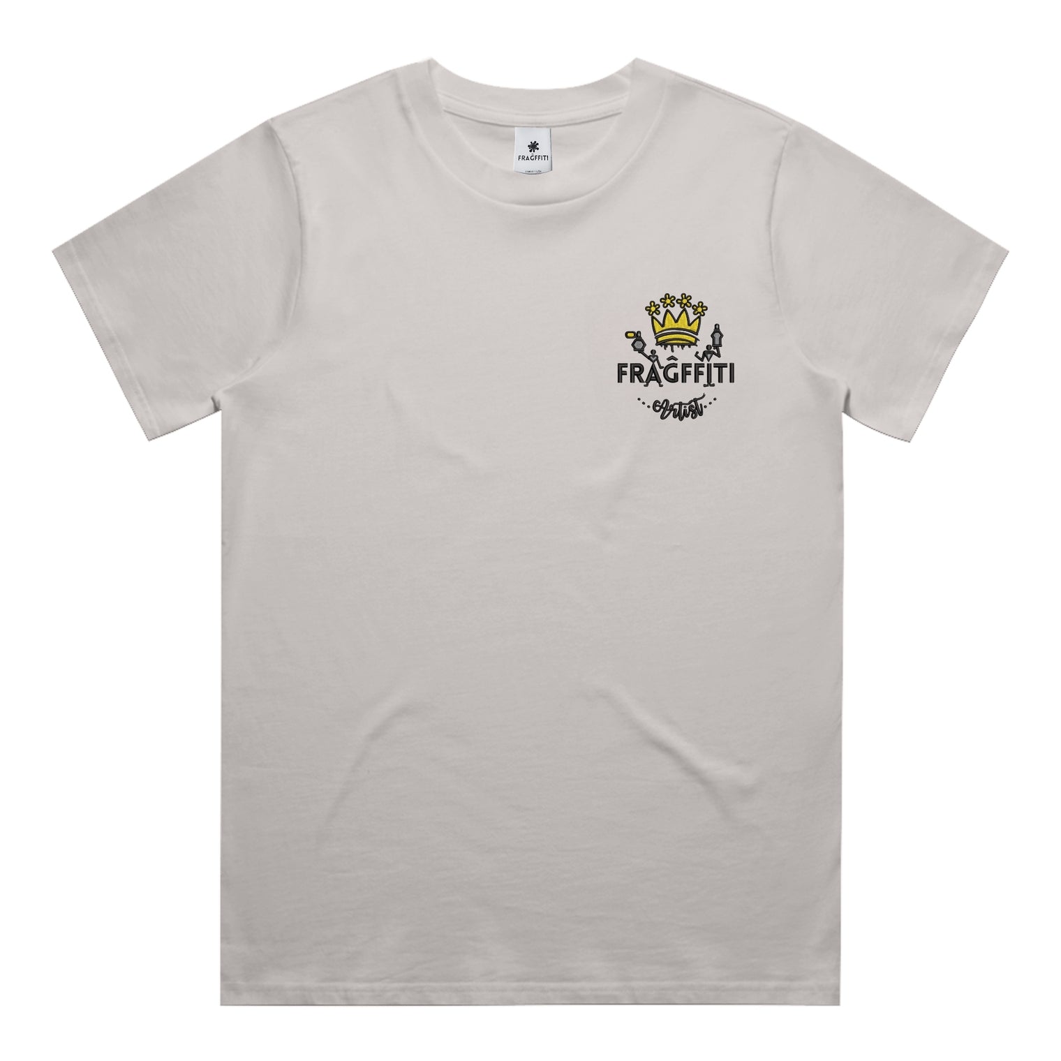 Women’s classic tee in bone with crown embroidery (front)