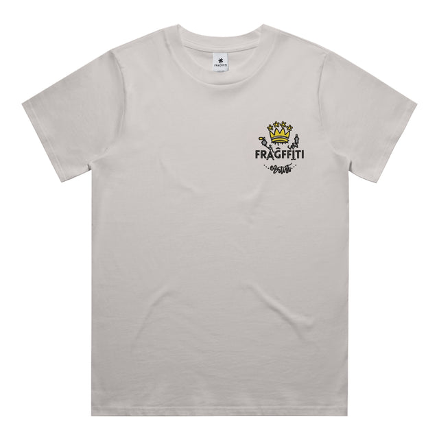 Women’s classic tee in bone with crown embroidery (front)