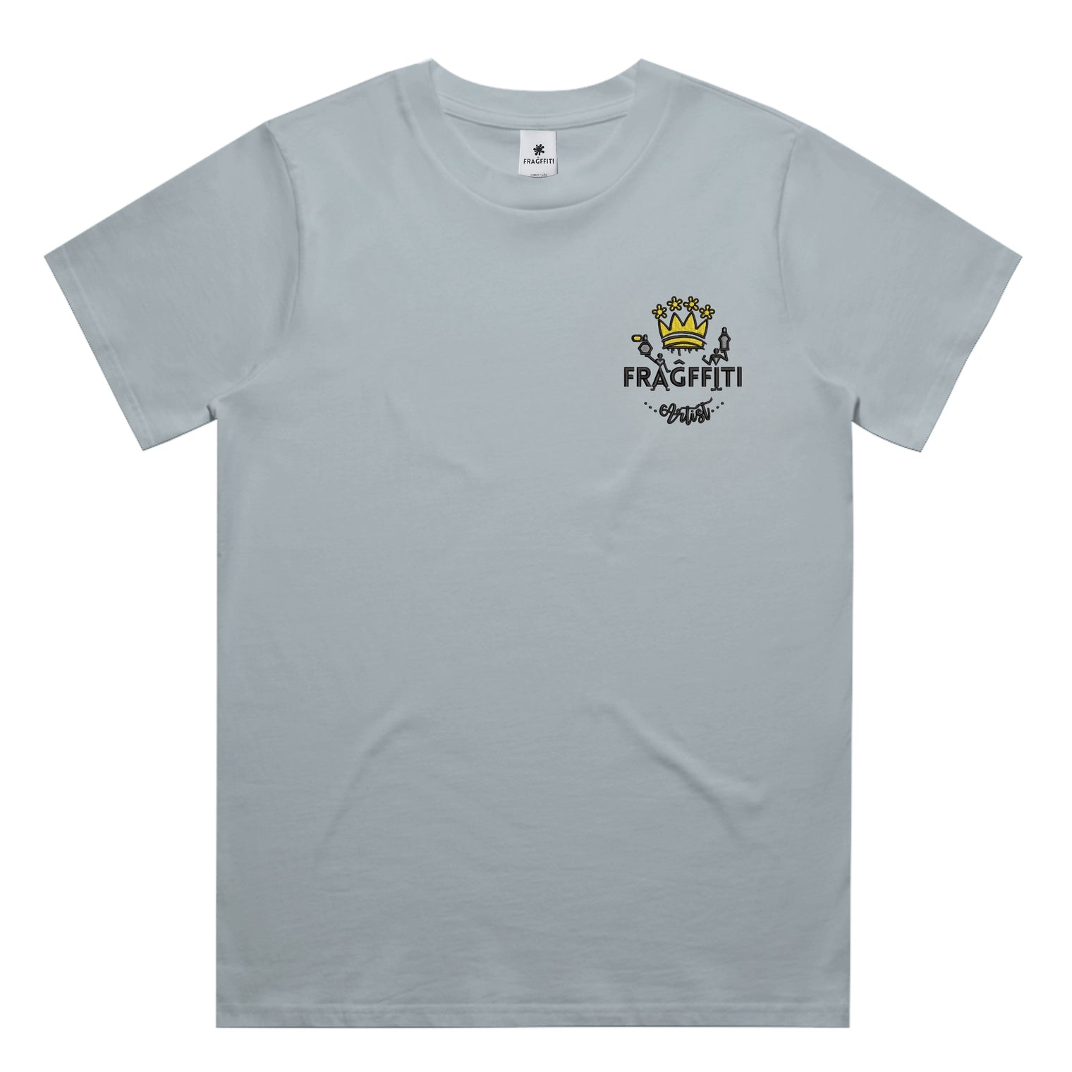 Women’s classic tee in powder with crown embroidery (front)