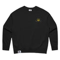 Alt text: Womens Relax Crew in black with crown embroidery (front