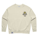 Alt text: Womens Relax Crew in butter with crown embroidery (front