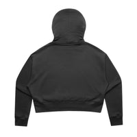 Womens Relax Crop Hood in black with crown embroidery (back)
