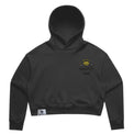 Womens Relax Crop Hood in black with crown embroidery (front)