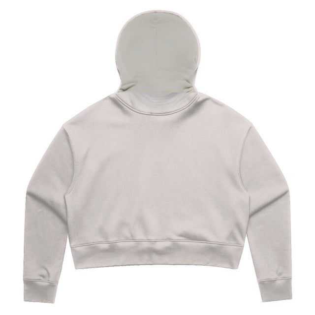 Womens Relax Crop Hood in bone with crown embroidery (back)