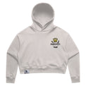 Womens Relax Crop Hood in bone with crown embroidery (front)