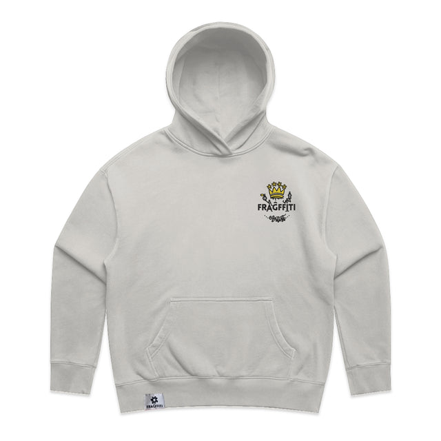  Womens Relax Faded Hood in faded bone with crown embroidery (front)