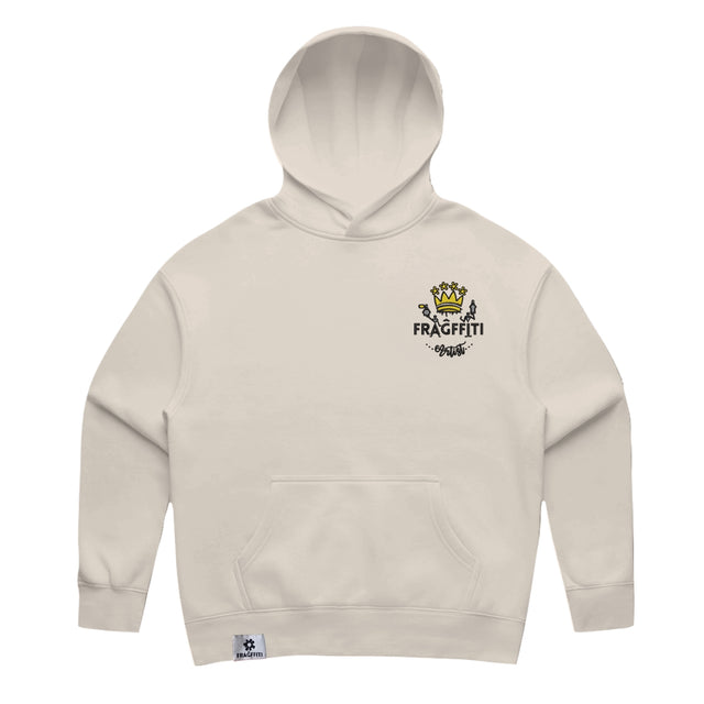Womens Relax Hood in bone with crown embroidery (front)