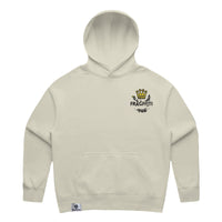 Womens Relax Hood in butter with crown embroidery (front)