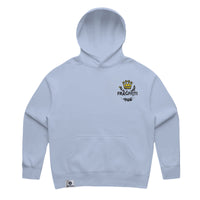 Womens Relax Hood in powder with crown embroidery (front)
