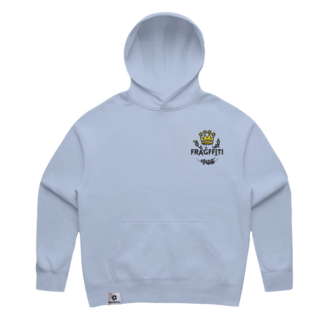 Womens Relax Hood in powder with crown embroidery (front)