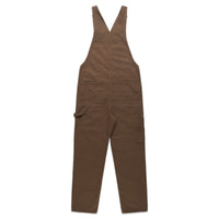 Unisex walnut canvas overalls with crown embroidery — back view